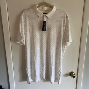 Banana Republic Polo Shirt Mens XL White Print Luxury Touch Golf Tennis New NWT